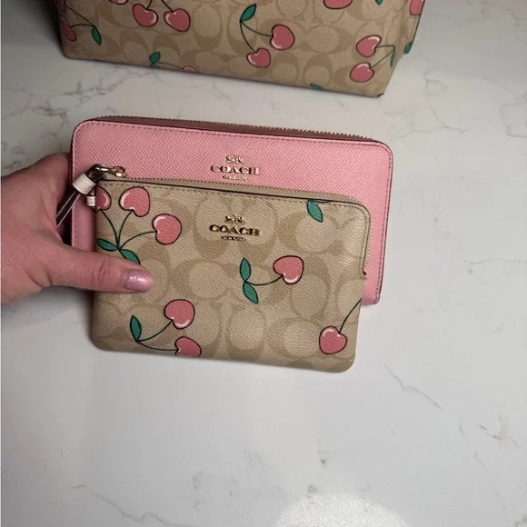 Coach Cream and Pink Wallet with Playful Fruit Print - Picture 5 of 7